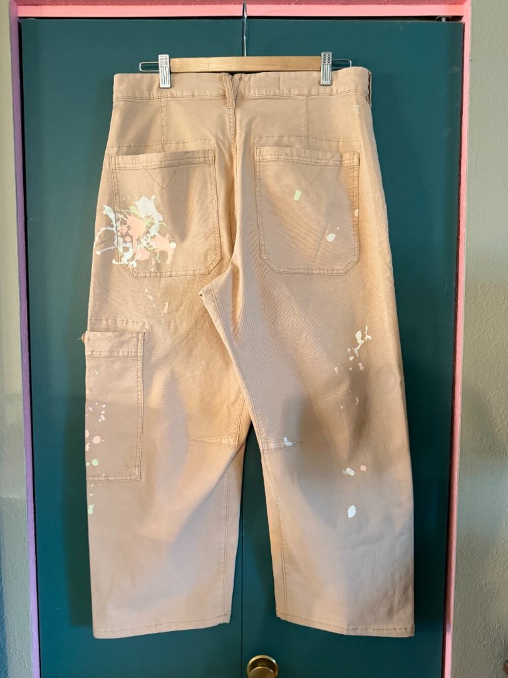 Pilcro The Millie Low Slung Barrel Pant, Paint Splatter - size 30 - Picture 2 of 8